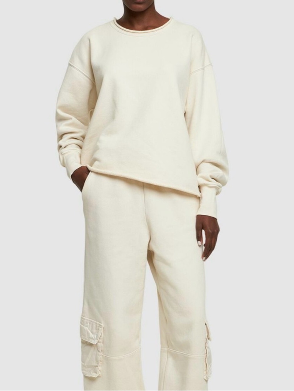 Les Tien Ivory Heavyweight Fleece Riley Roll Neck Pullover Size XS